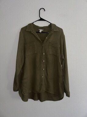 Cato Olive Green Long-Sleeve Button-Down Shirt